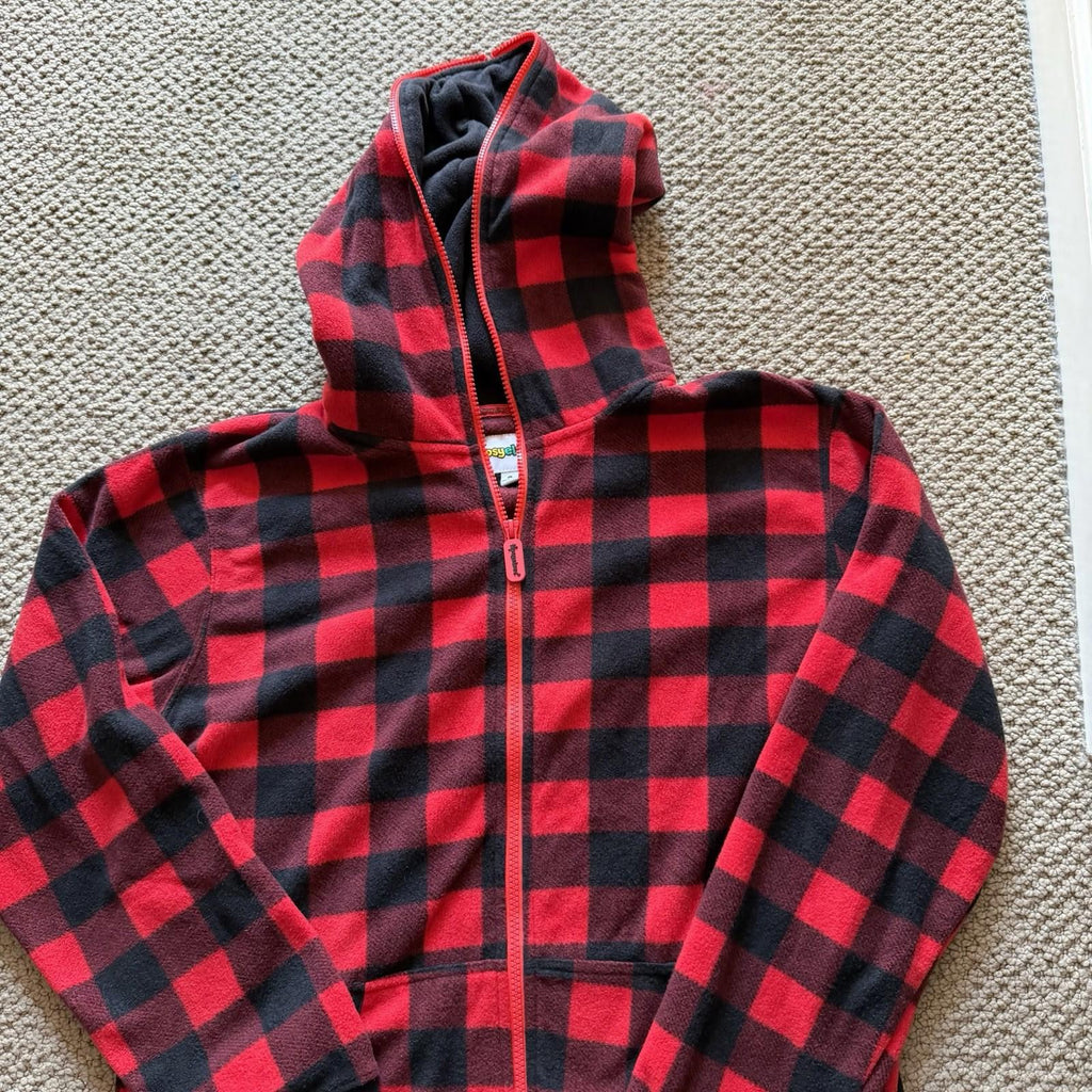 Tipsy Elves Jumpsuit Adult L Red Buffalo Plaid One Piece Pajama Lounge Holiday