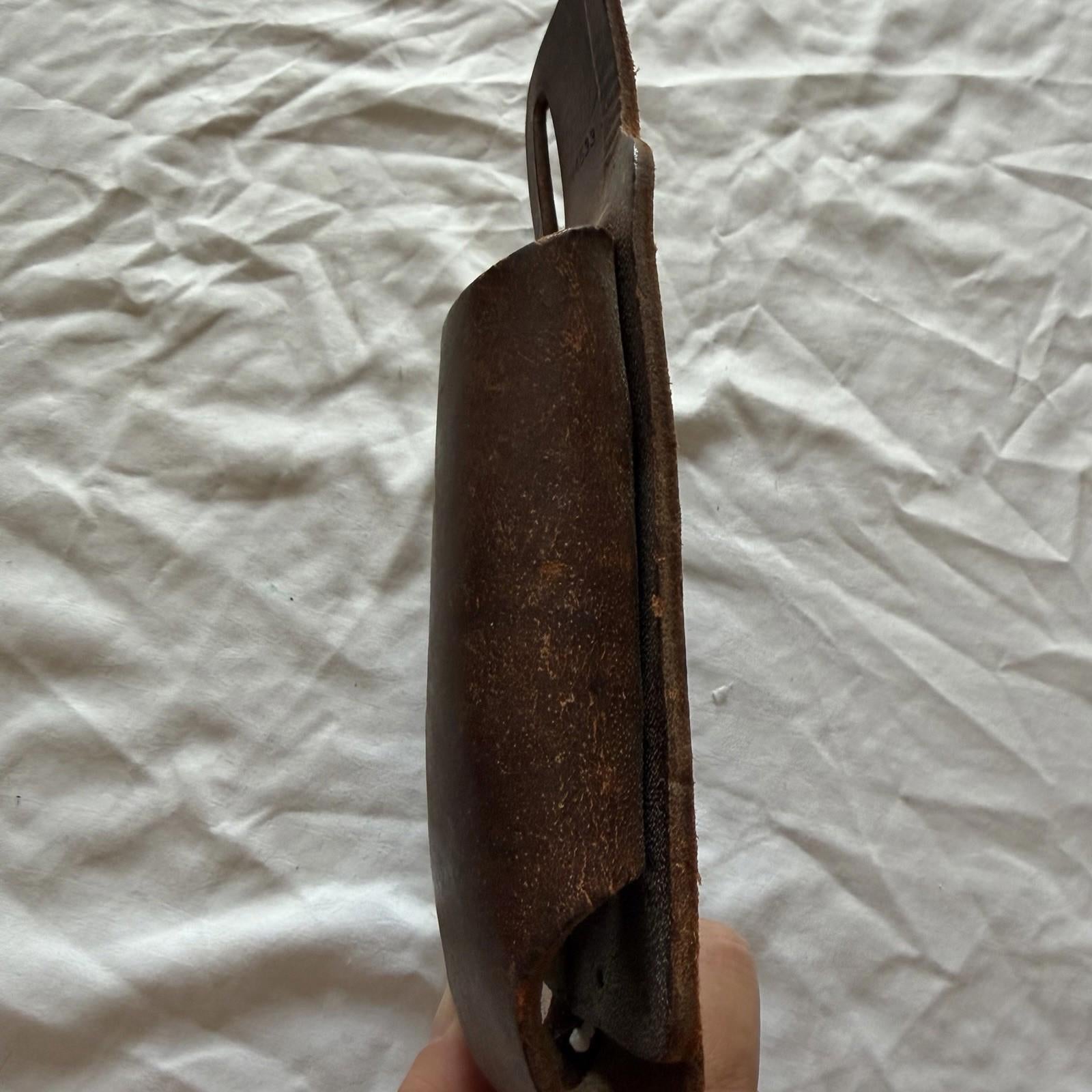 Vintage Brown Leather Double Pouch Duty Belt Holder Police Gear