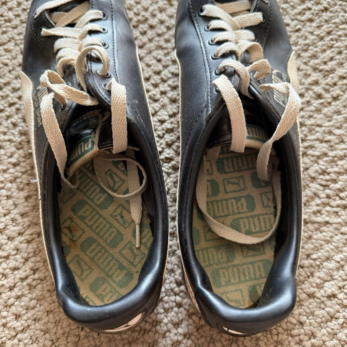 Vintage 1970s Puma Super Sport Soccer Cleats Black Leather Made Taiwan