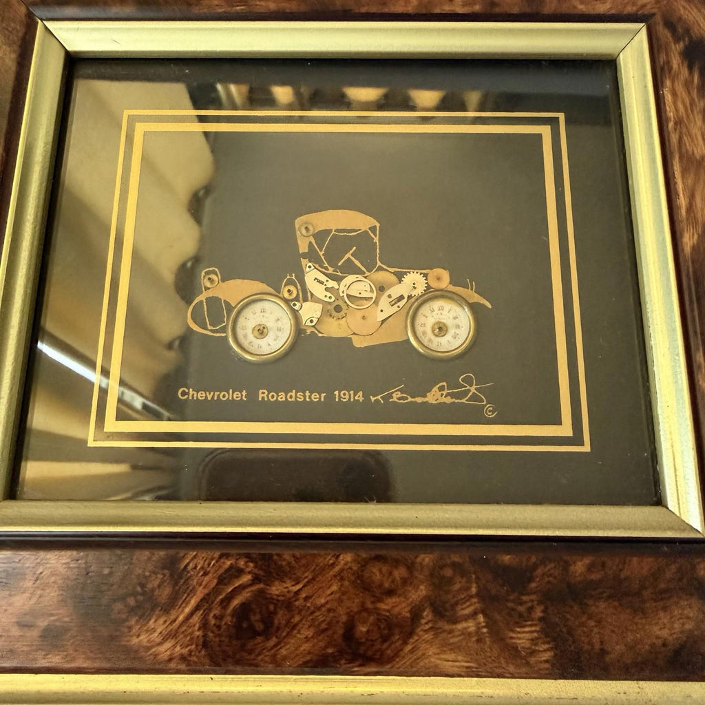 Ken Broadbent Chevrolet Roadster 1914 Clockwork Gear Collage Framed Steampunk