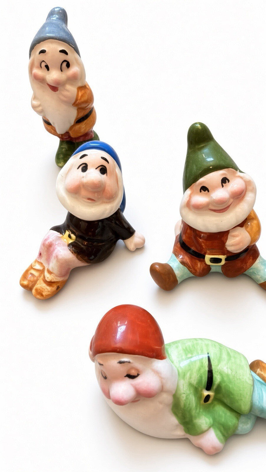 Vintage Disney Snow White & Seven Dwarfs Ceramic Figurines Set Japan 8 Pc