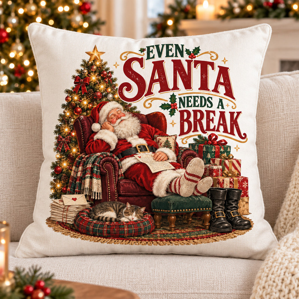 4Pcs Sleeping Santa DTF Transfers 10" Even Santa Needs a Break Christmas