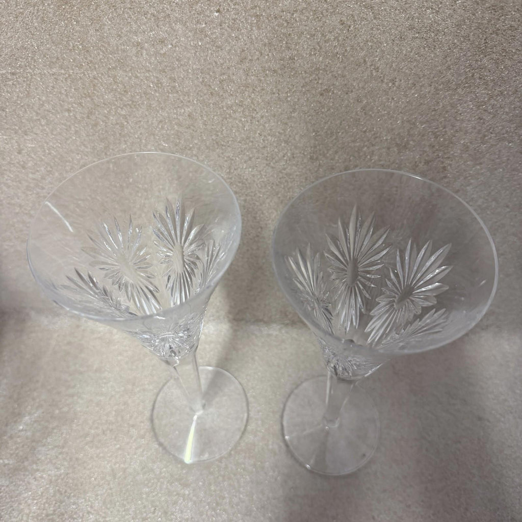 Pair of Waterford Crystal Millennium Collection “Health” Champagne Flutes 9 1/4”