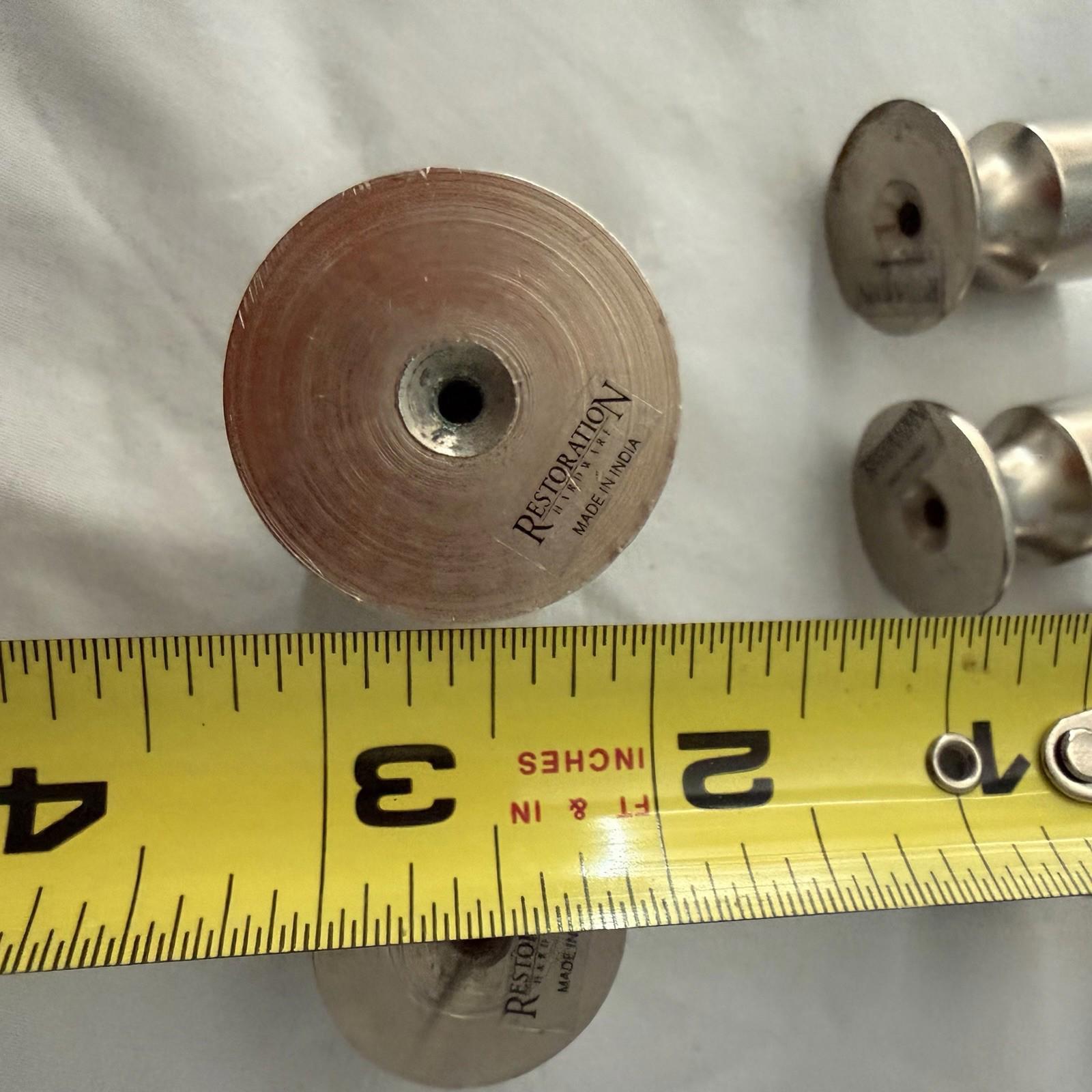 Set of 6 Restoration Hardware Stainless Mushroom Cabinet Knobs Made India