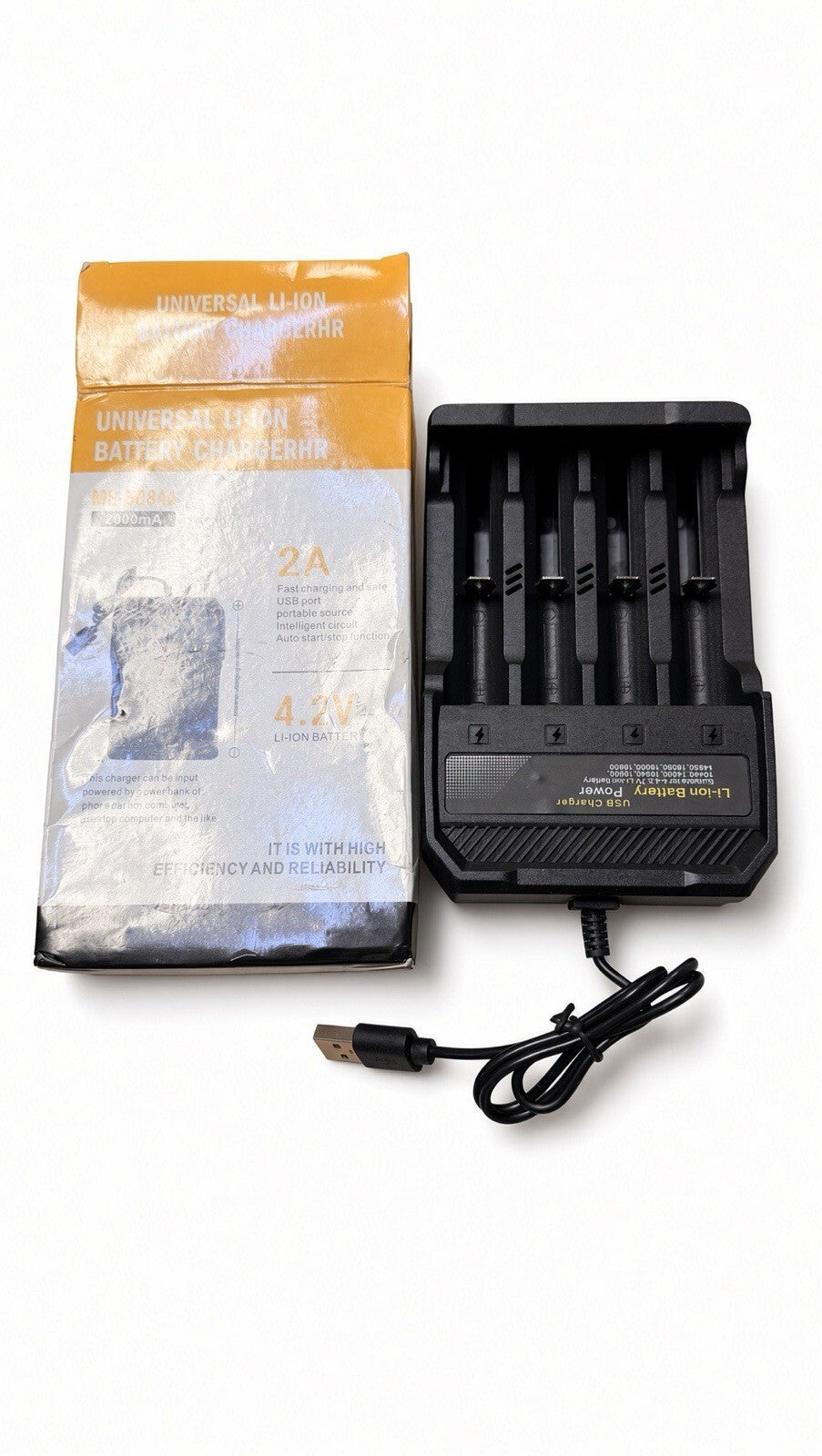 4-Slot USB Li-Ion Battery Charger 18650 14500 2A Fast Charge MS-5D84A Universal