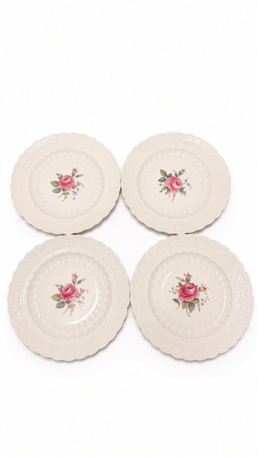 Vintage Spode’s Jewel Billingsley Rose 12 Pc Dinnerware Set Pink Floral England