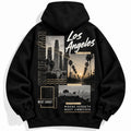 Los Angeles Black Hoodie Men’s Urban City Collage West Coast Graphic Pullover