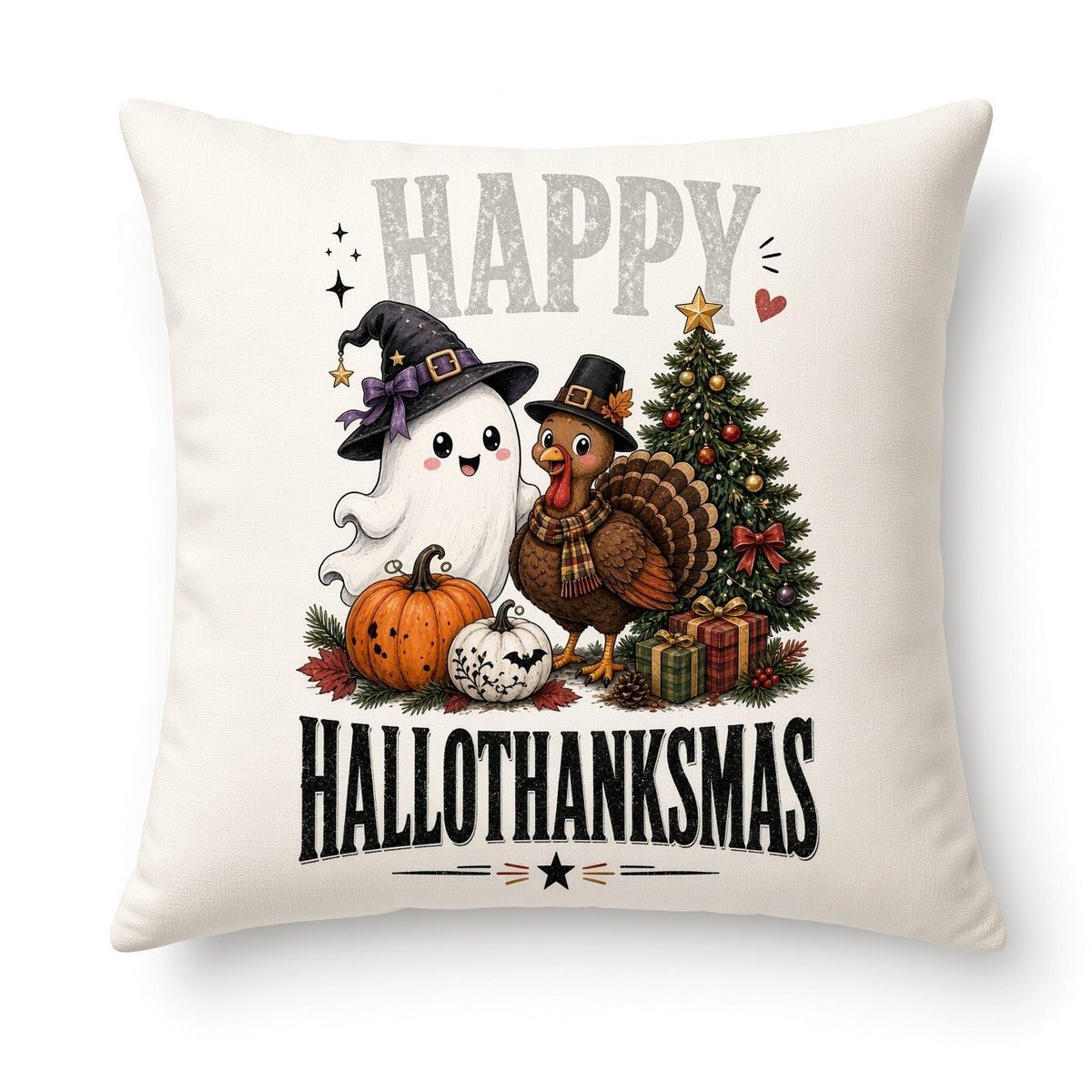 4pcs 10in Happy HalloThanksMas Ghost Turkey DTF Transfer