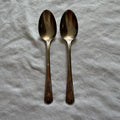 Vintage Wm Rogers Overlaid IS Silverplate Teaspoons Pair Floral Handle 1940s