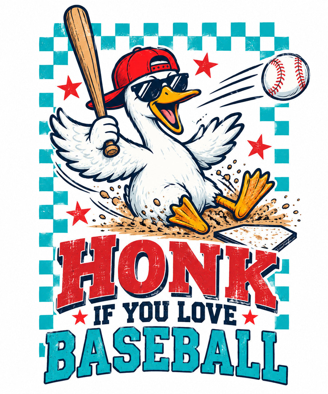 4Pcs Funny Baseball Goose DTF Transfers 10" Honk Heat Press Shirt Design