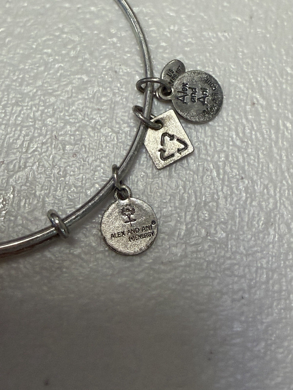 Alex and Ani Gift Box Charm Expandable Bangle Bracelet Silver Tone Gift