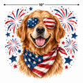 4pcs 10" Patriotic Golden Retriever DTF PNG Flag Dog Iron On Transfer