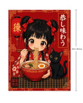 4pcs 10" DTF Transfer Anime Girl Ramen Black Cat Iron On Heat Press Shirt