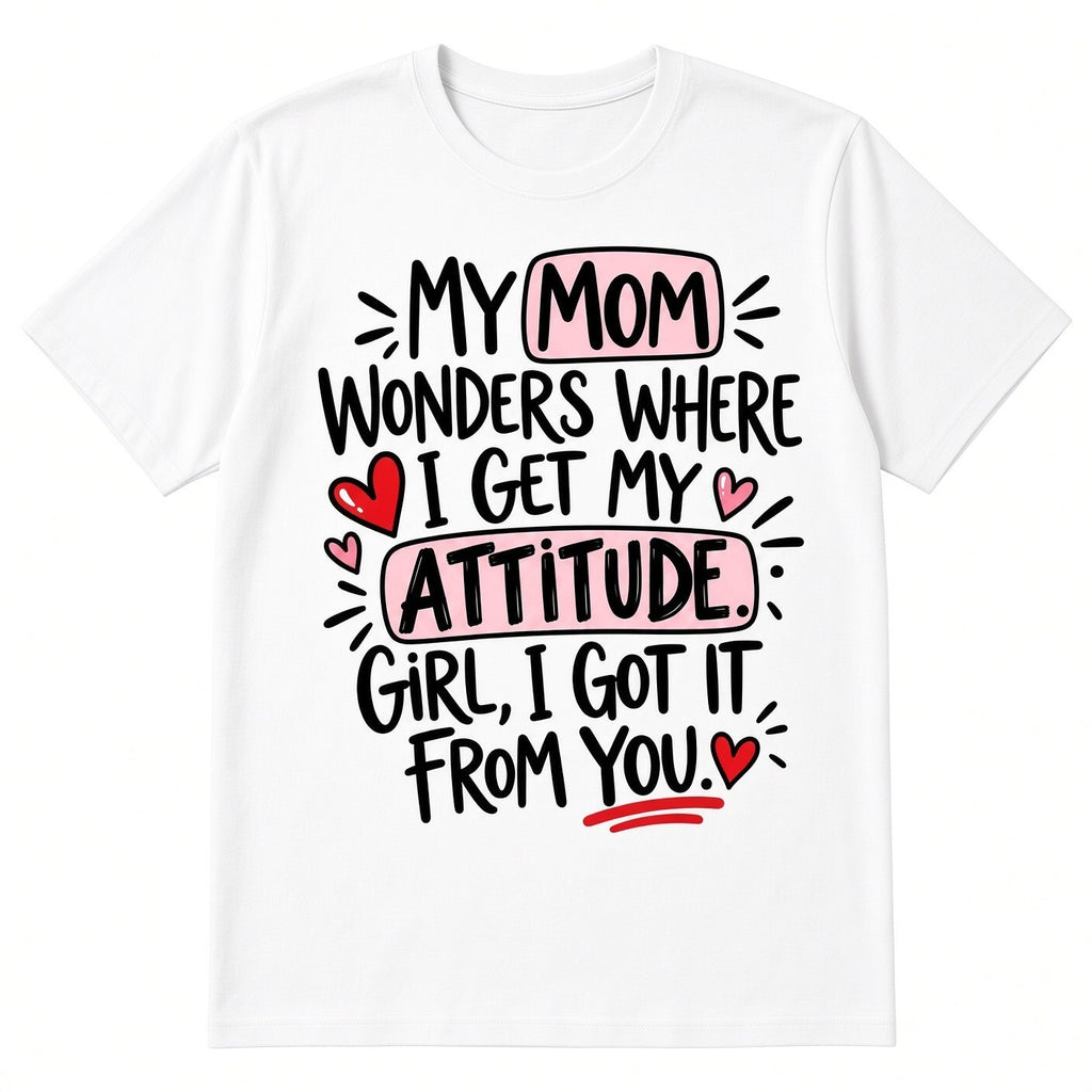 My Mom Wonders Where I Get My Attitude DTF Transfer 10" Pk4 Heat Press
