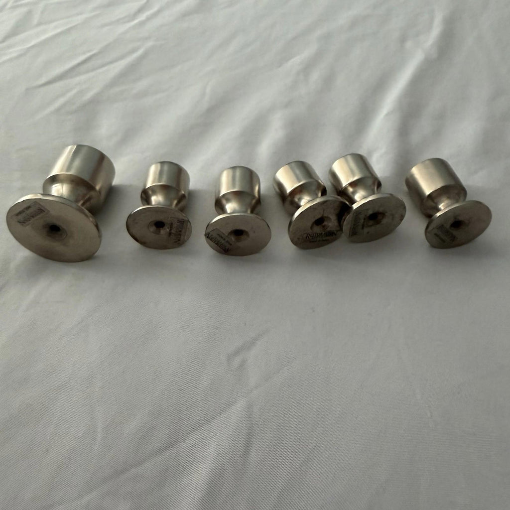 Set of 6 Restoration Hardware Stainless Mushroom Cabinet Knobs Made India