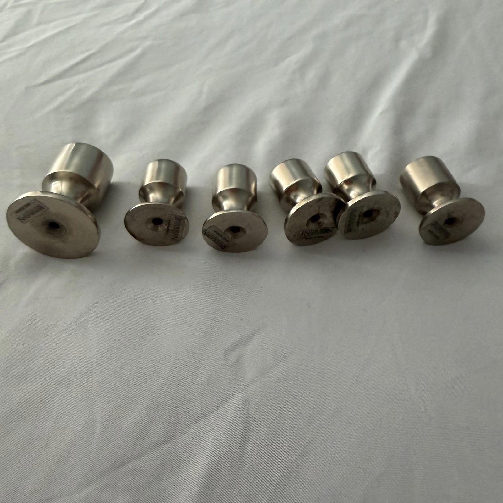 Set of 6 Restoration Hardware Stainless Mushroom Cabinet Knobs Made India