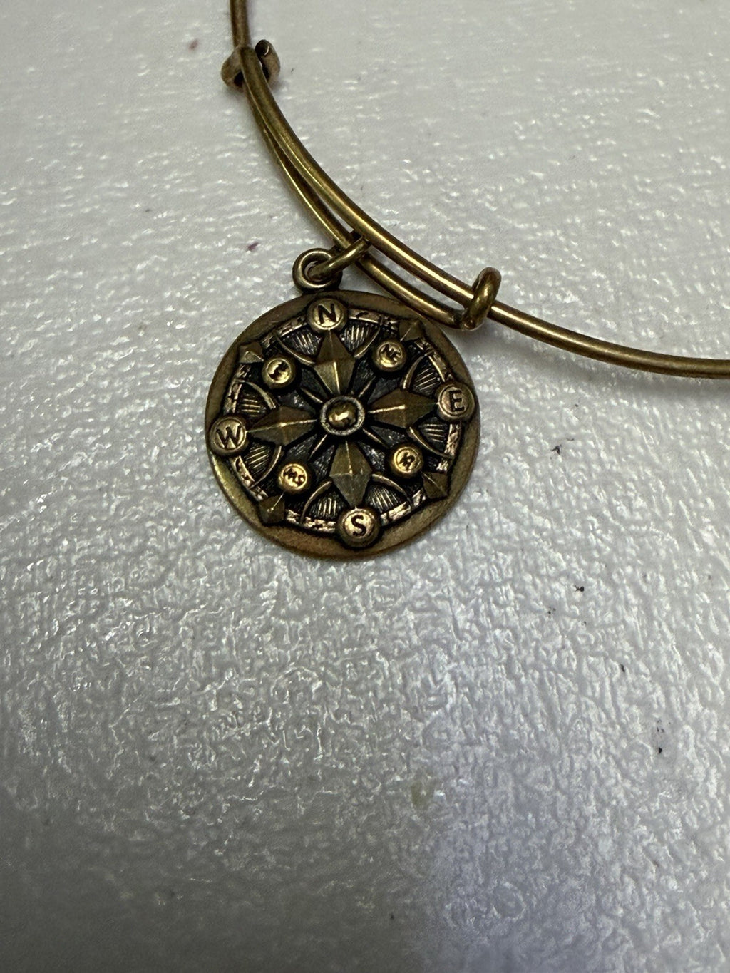 Alex and Ani Compass Charm Expandable Bangle Bracelet Gold Tone Adventure