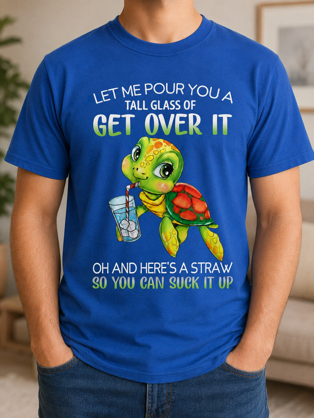 Funny Turtle Get Over It Sarcastic Graphic Tee Shirt Gift Unisex