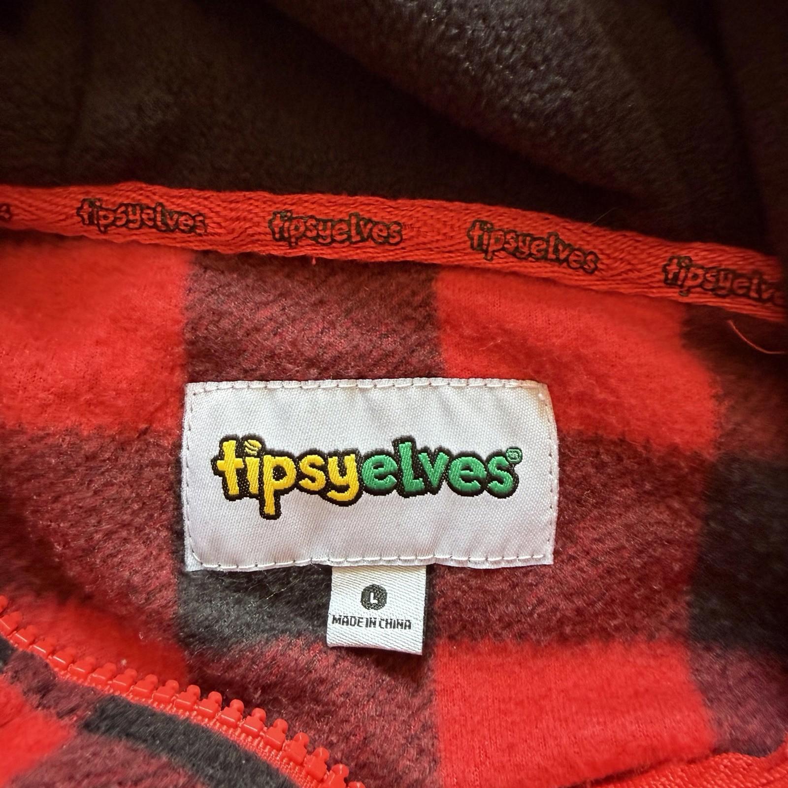 Tipsy Elves Jumpsuit Adult L Red Buffalo Plaid One Piece Pajama Lounge Holiday