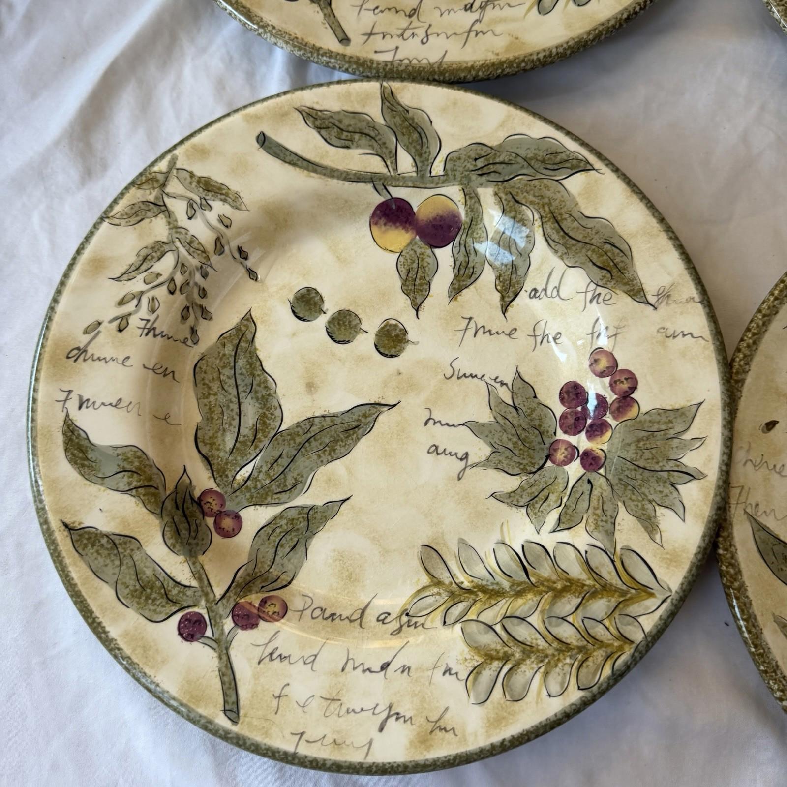 Sorrento Tabletops Unlimited Hand Painted Dinner Plates Italian Tuscany Set 4