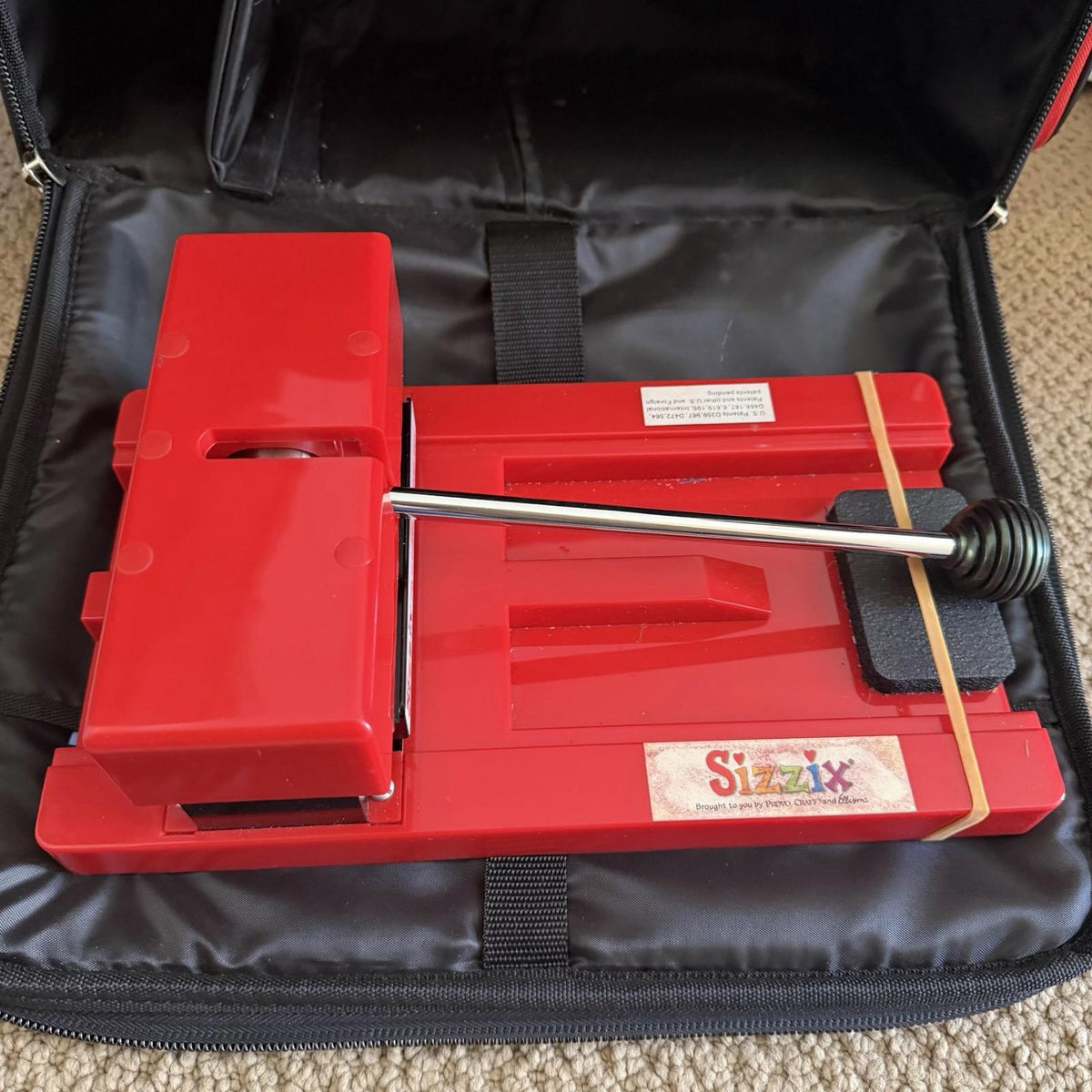 Sizzix Original Red Wheeled Carry Bag w/ Machine & Dies Lot