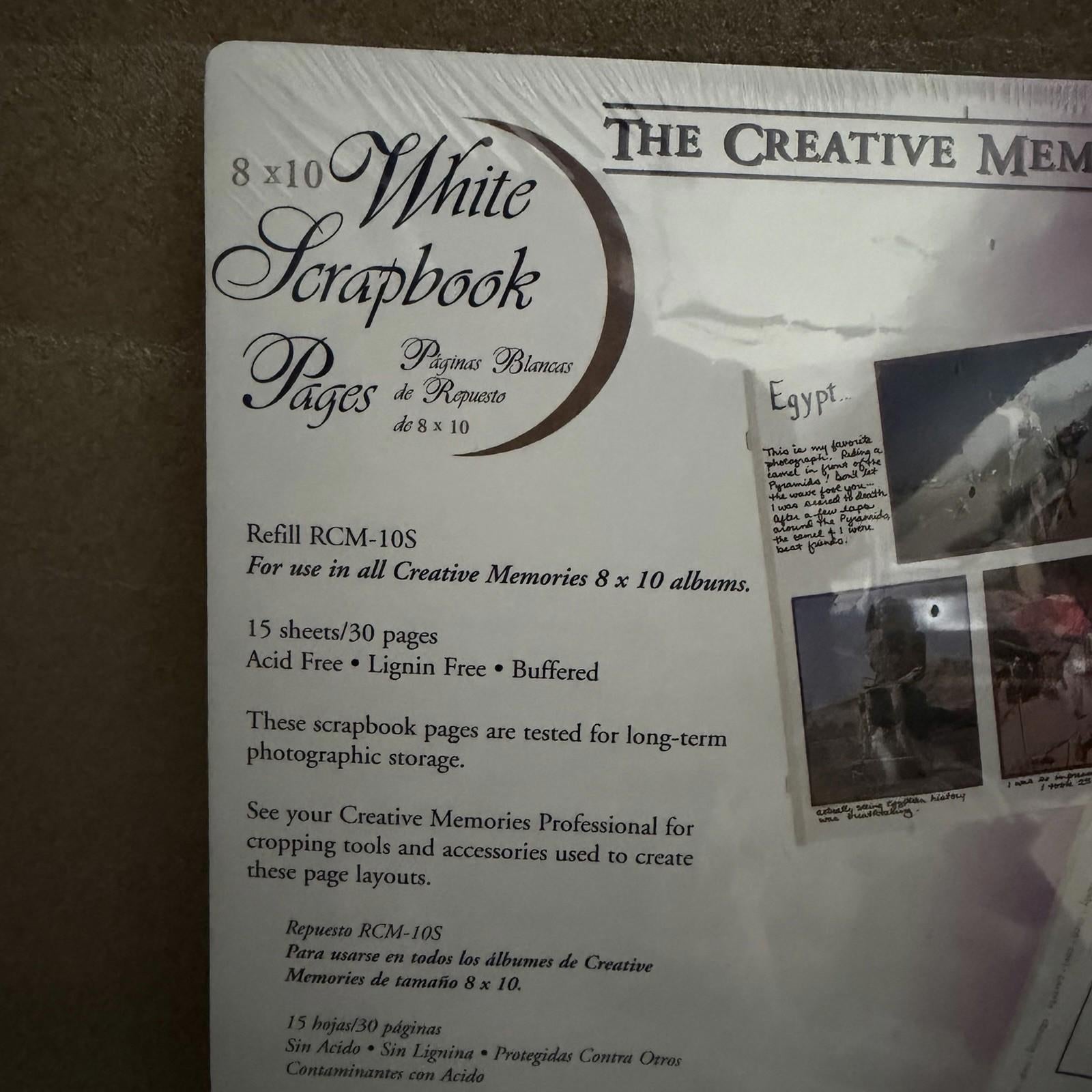 Vintage Creative Memories 8x10 White Refill Pages 2-Pack RCM-10S 30 Pages Each
