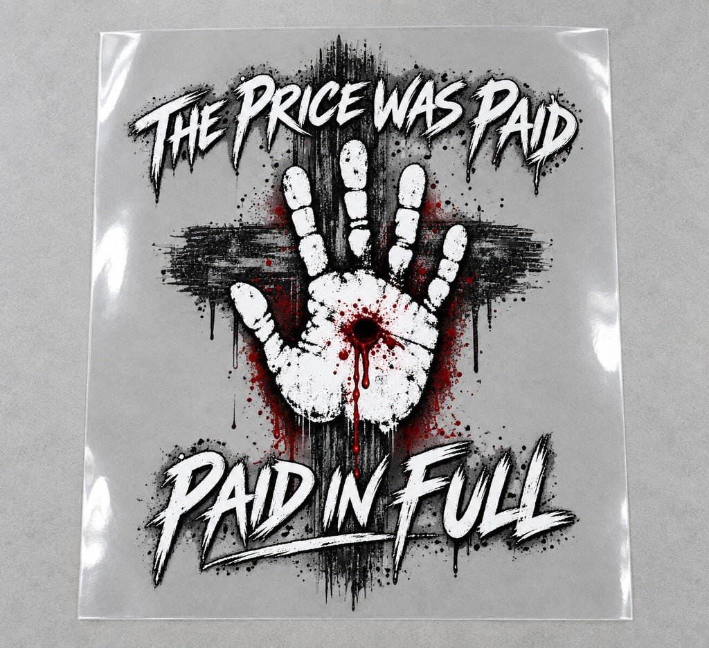 4 Pack Paid in Full Jesus Handprint DTF Heat Transfers 10 Inch