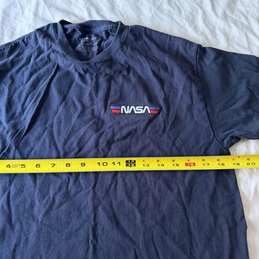 Vintage Retrofit NASA Embroidered Patch Navy T-Shirt Size M 90s Retro