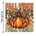 Fall Vibes DTF Transfer 10" Pk4 Leopard Bow Pumpkin Heat Press