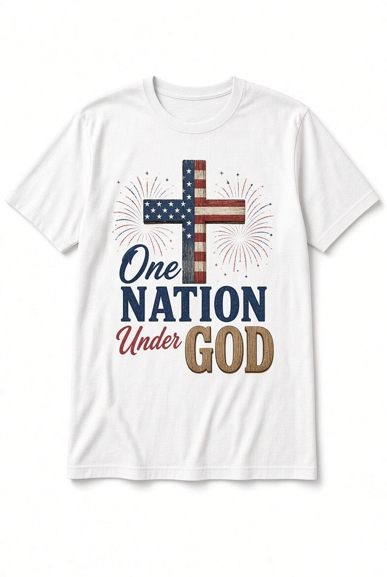 4Pcs 10" One Nation Under God DTF Transfers Wooden Flag Cross Iron On