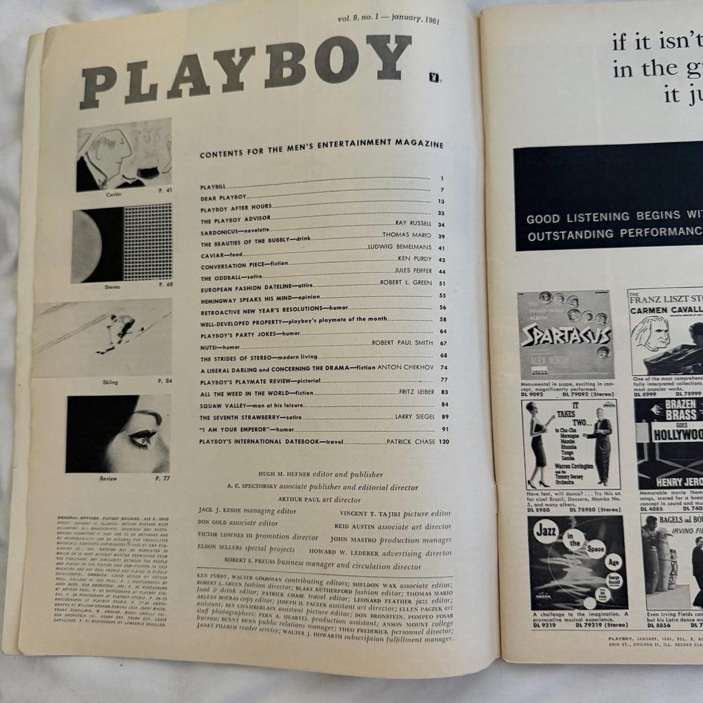 Vintage Playboy Jan 1961 Connie Cooper Holiday Hemingway Feiffer