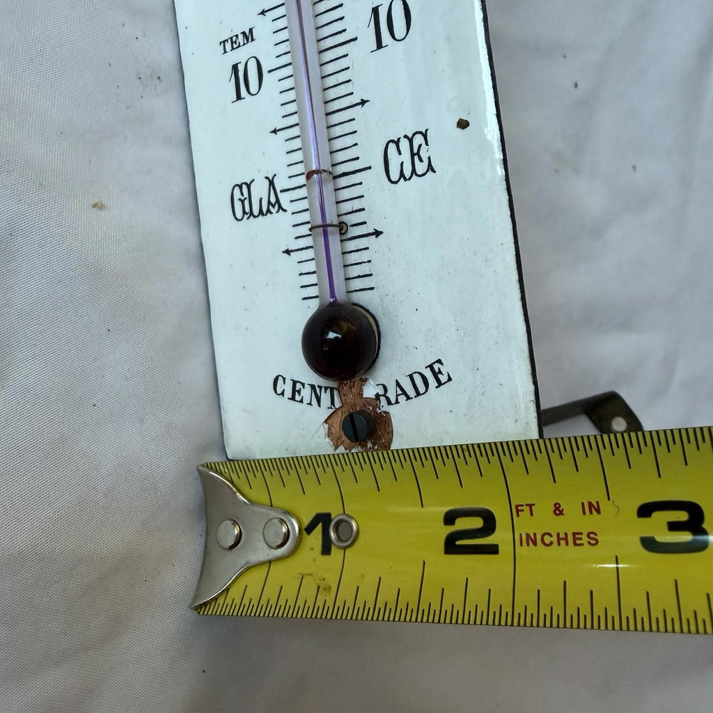 Antique French Enamel Thermometer Centigrade Wall Mount Weather Station c1900