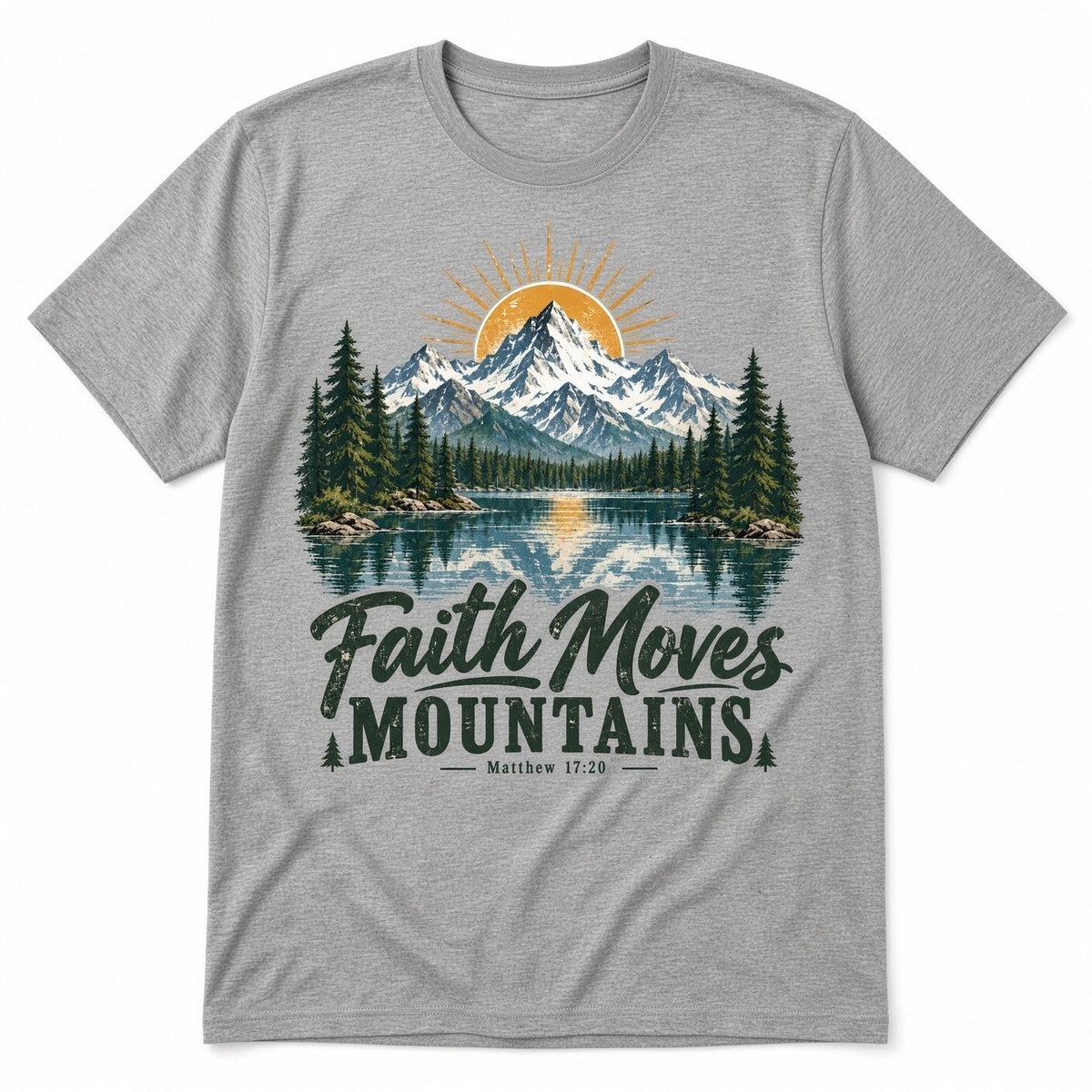 4 PCS DTF Transfer Faith Moves Mountains Matthew 17:20 Lake 10in Iron On