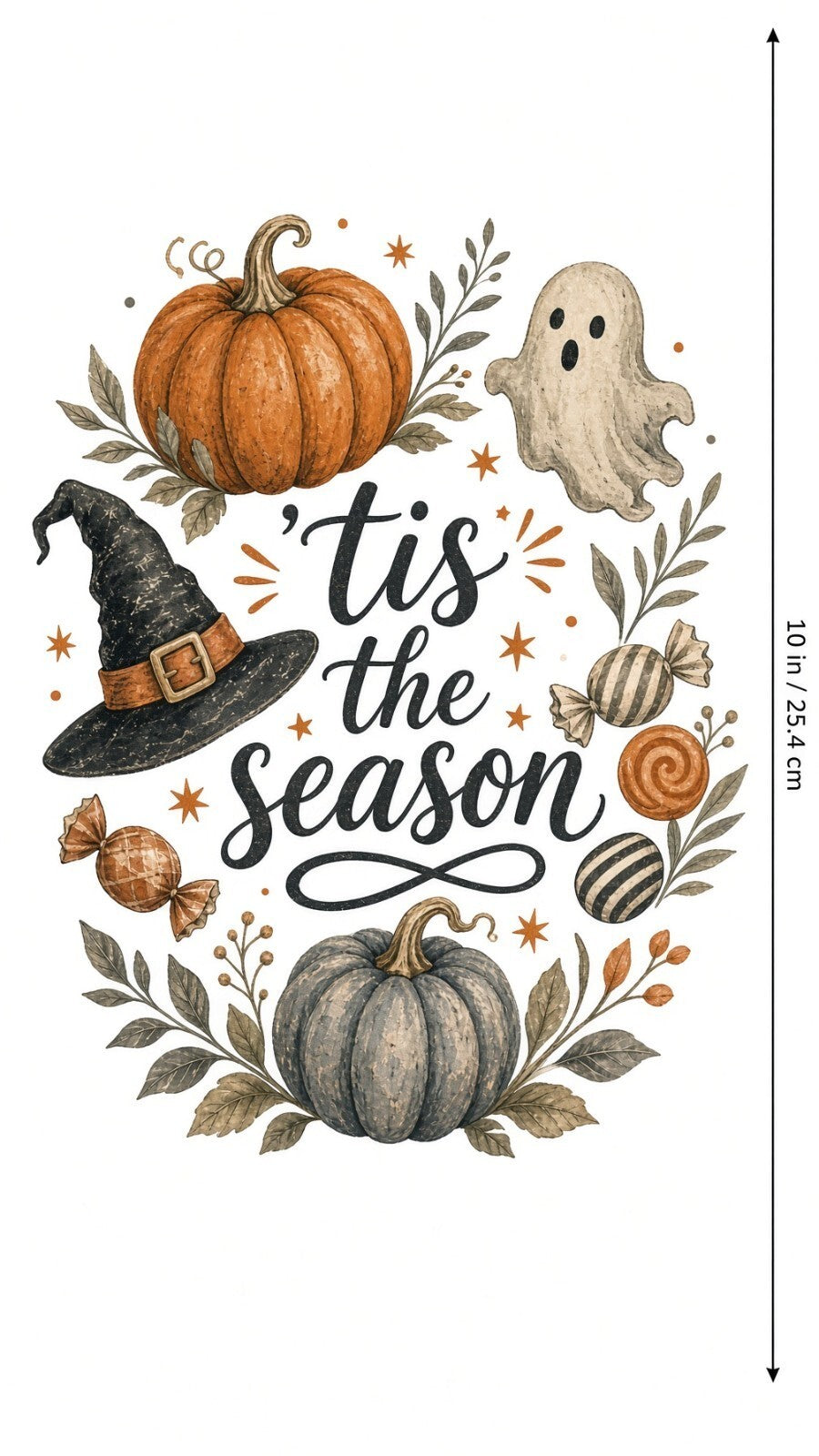 4pcs 10in Tis the Season Halloween Pumpkin DTF Transfer