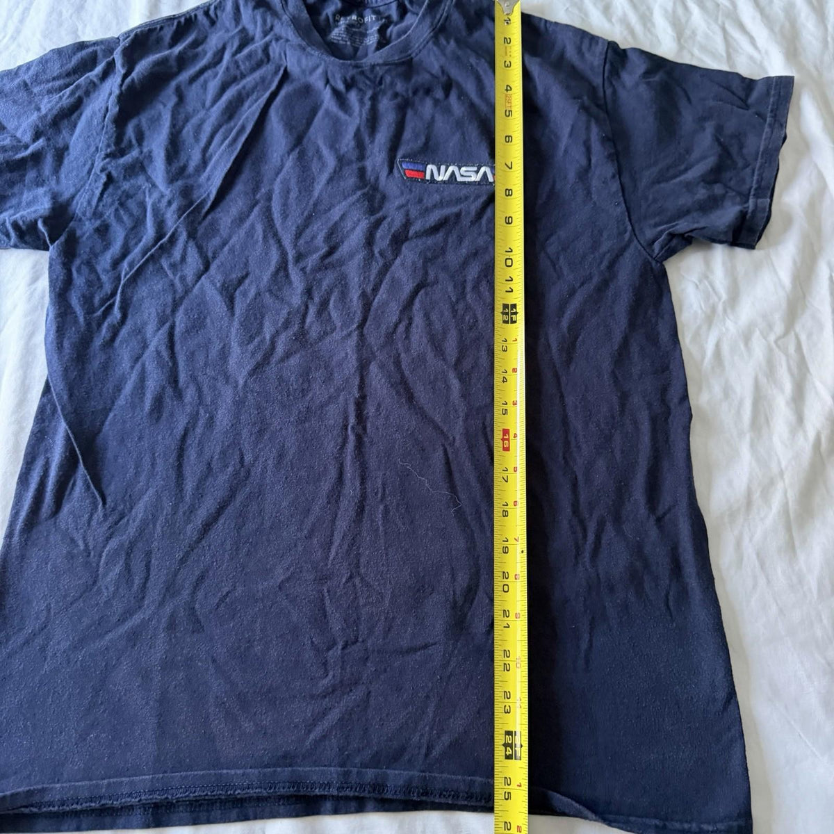 Vintage Retrofit NASA Embroidered Patch Navy T-Shirt Size M 90s Retro