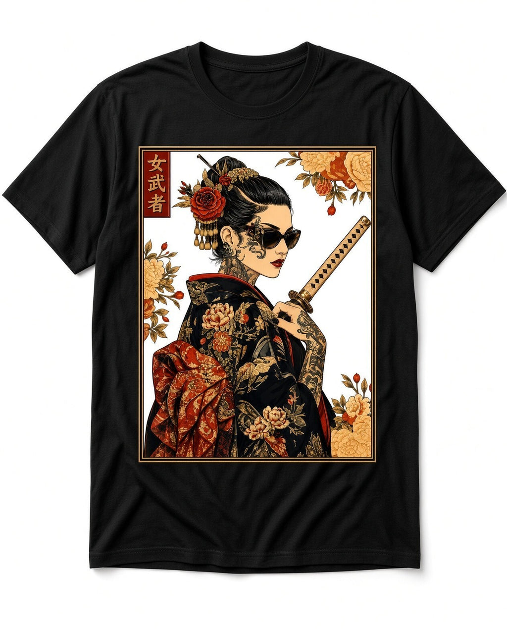 4PCS 10" DTF Transfers Japanese Geisha Warrior Katana Iron On Shirt