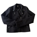 H&M Divided Women’s Black Moto Biker Jacket Size 2 Cropped Wool-Like Polyester