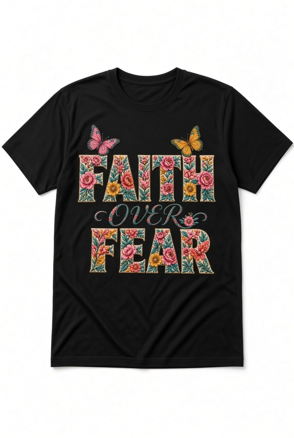 4Pcs 10 Inch Faith Over Fear Christian Floral DTF Iron On Shirt