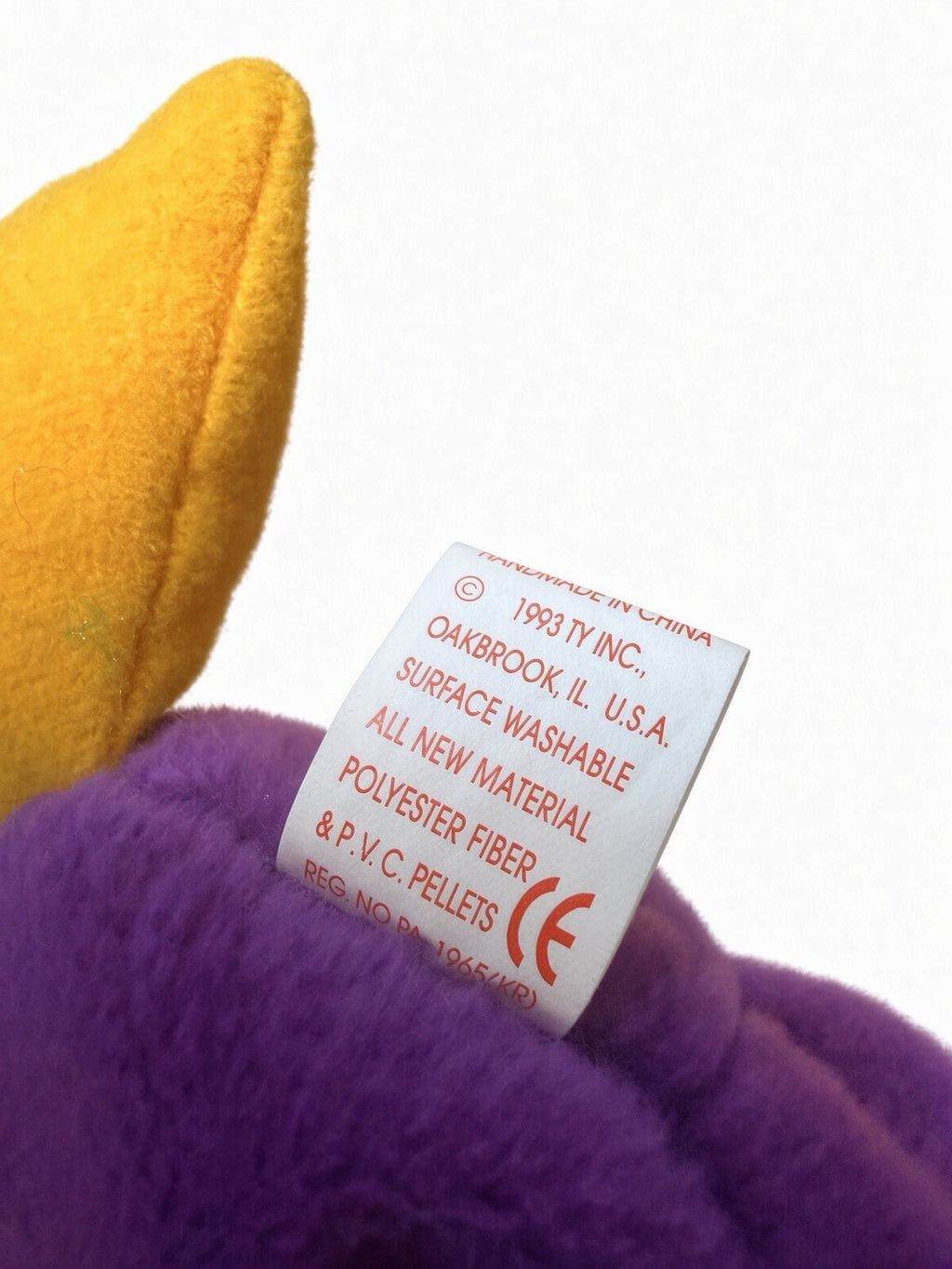 TY Beanie Baby Patti Platypus 1993 Purple Yellow Retired Vintage w/ Tag Case