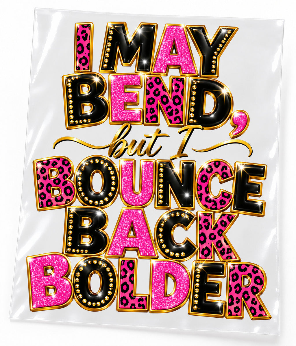 Bounce Back Bolder Leopard DTF Transfer 10 Inch Ready to Press Pack of 4