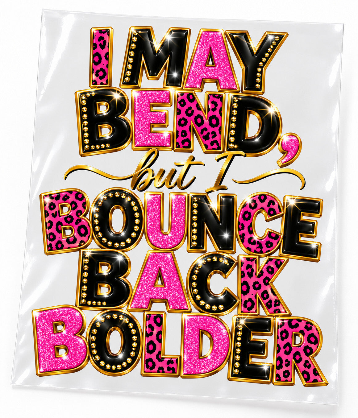 Bounce Back Bolder Leopard DTF Transfer 10 Inch Ready to Press Pack of 4