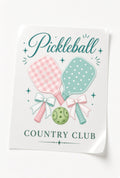 4pc 10" Pickleball Country Club Pink Paddle Bow DTF Transfer Ready to Press