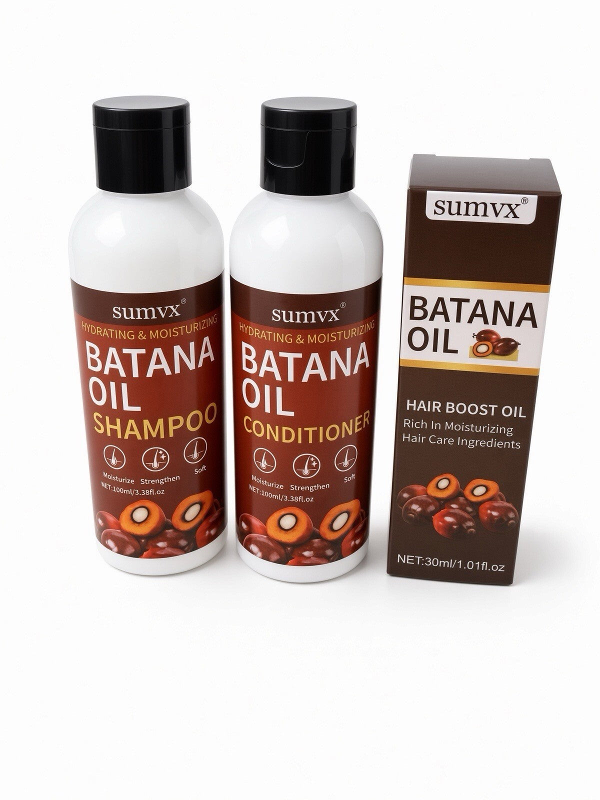 SUMVX Batana Oil Hair Care 3PC Set Shampoo Conditioner Hair Boost Oil