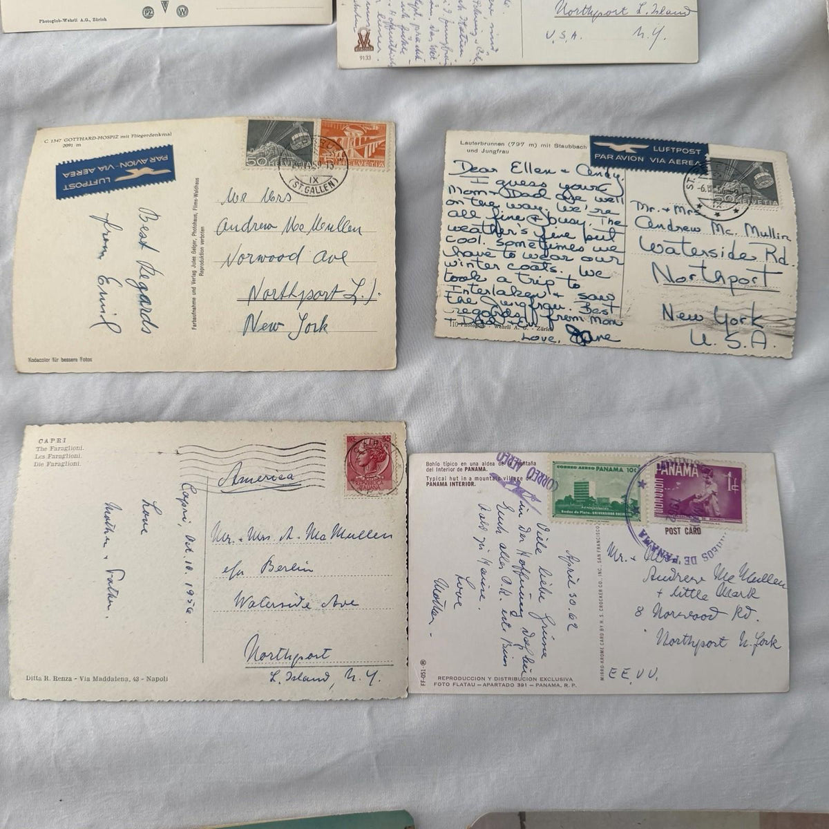 Vintage Postcards Lot - Switzerland Alps, Barcelona Spain, Naples Italy 1950s