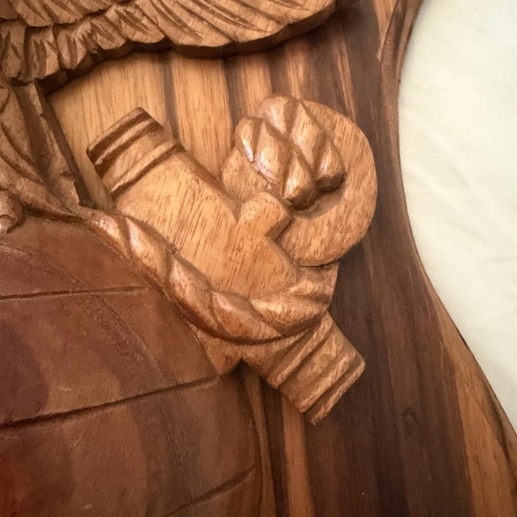 Large Hand Carved USMC EGA Eagle Globe Anchor Wooden Plaque Subic Bay
