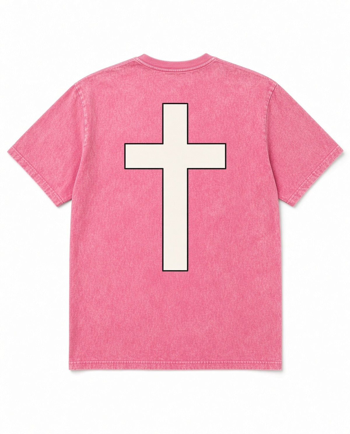 Acid Wash Pink Tee Faith Over Fear Shirt Psalm 118:6 Cross Christian Gift