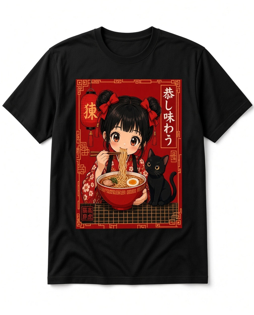 4pcs 10" DTF Transfer Anime Girl Ramen Black Cat Iron On Heat Press Shirt