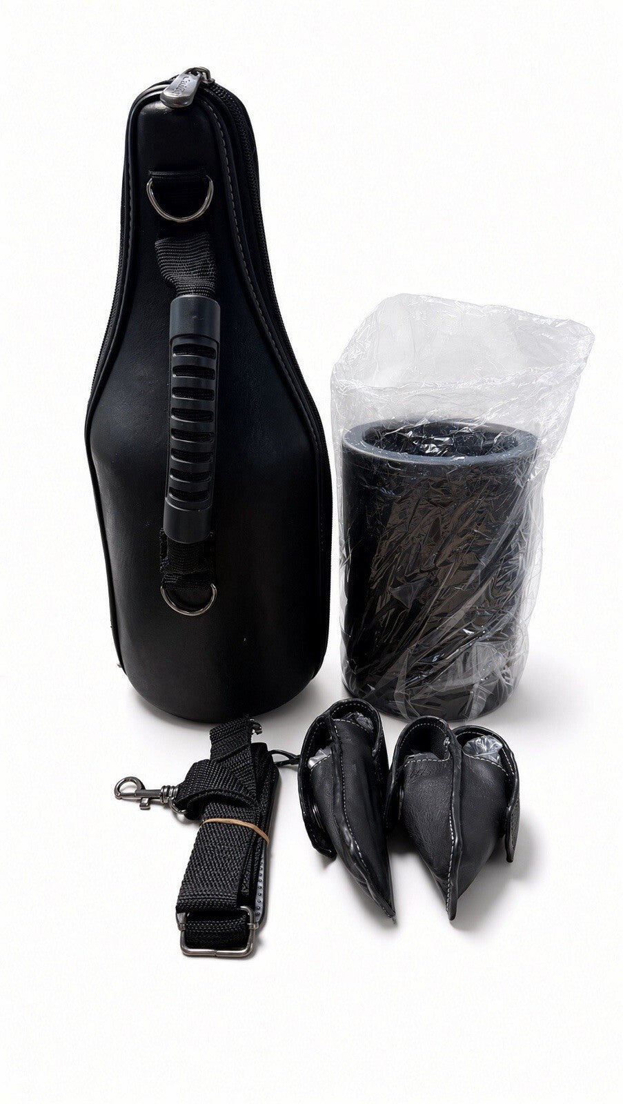 CaddyO Wine Bottle Carrier Tote Insulated Travel Case Corkscrew Stopper Black