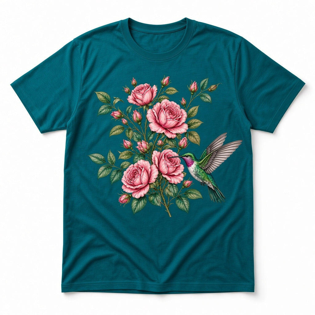 4Pcs 10" Pink Rose Hummingbird Floral DTF Transfer Heat Press Iron On