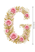 4pcs 10in Floral Letter G Pink Rose Gold DTF Transfer
